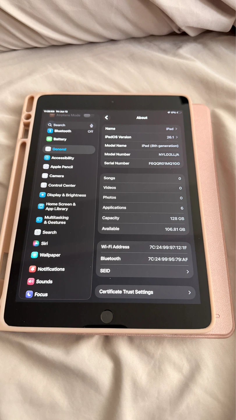 iPad (8th generation) 128 GB Rose Gold