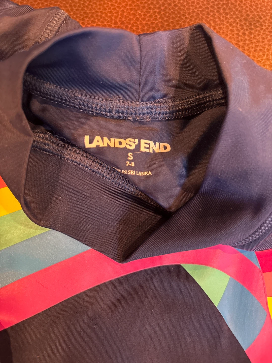 Lands' End Long Sleeve Rash Guard - Navy Rainbow - Size S (7-8) - photo 2
