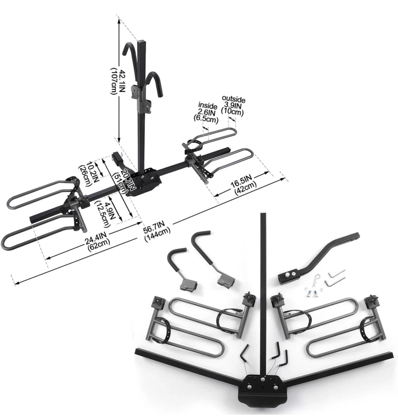 2-Bike Hitch Mount Carrier | High Capacity (80 lbs Total - photo 2