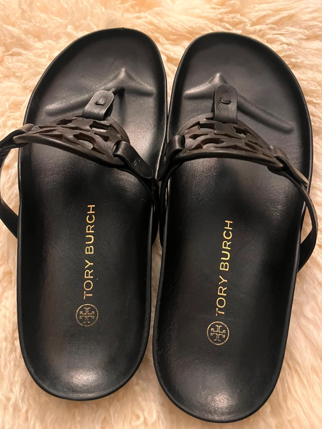 Tory Burch Black Miller Flip Flops Size 8