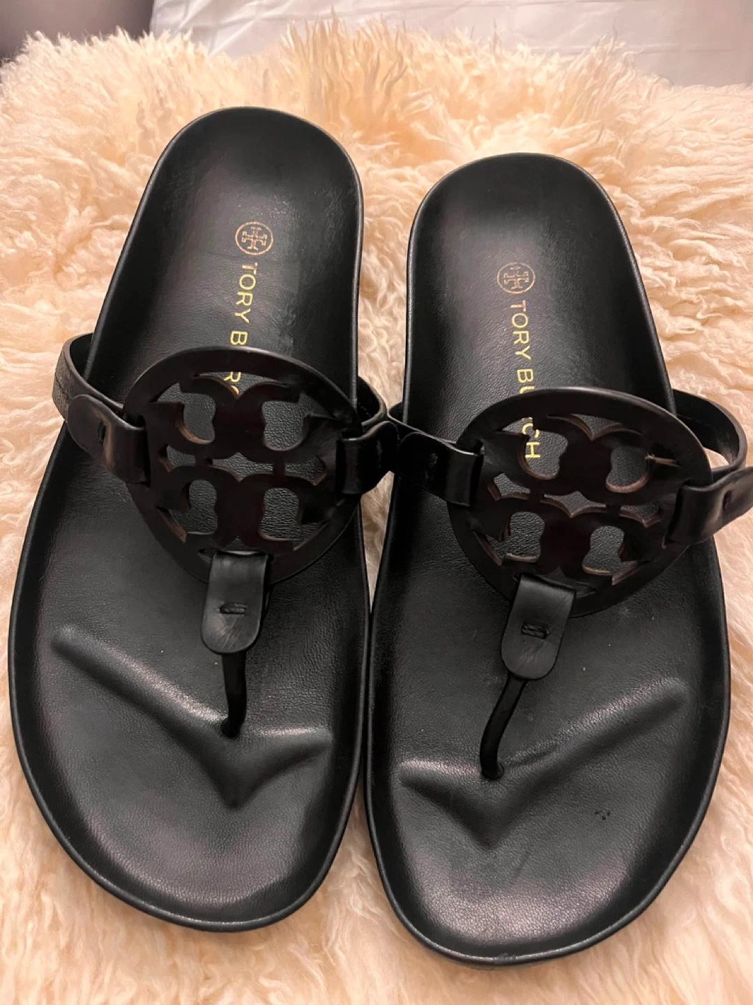 Tory Burch Black Miller Flip Flops Size 8 - photo 2