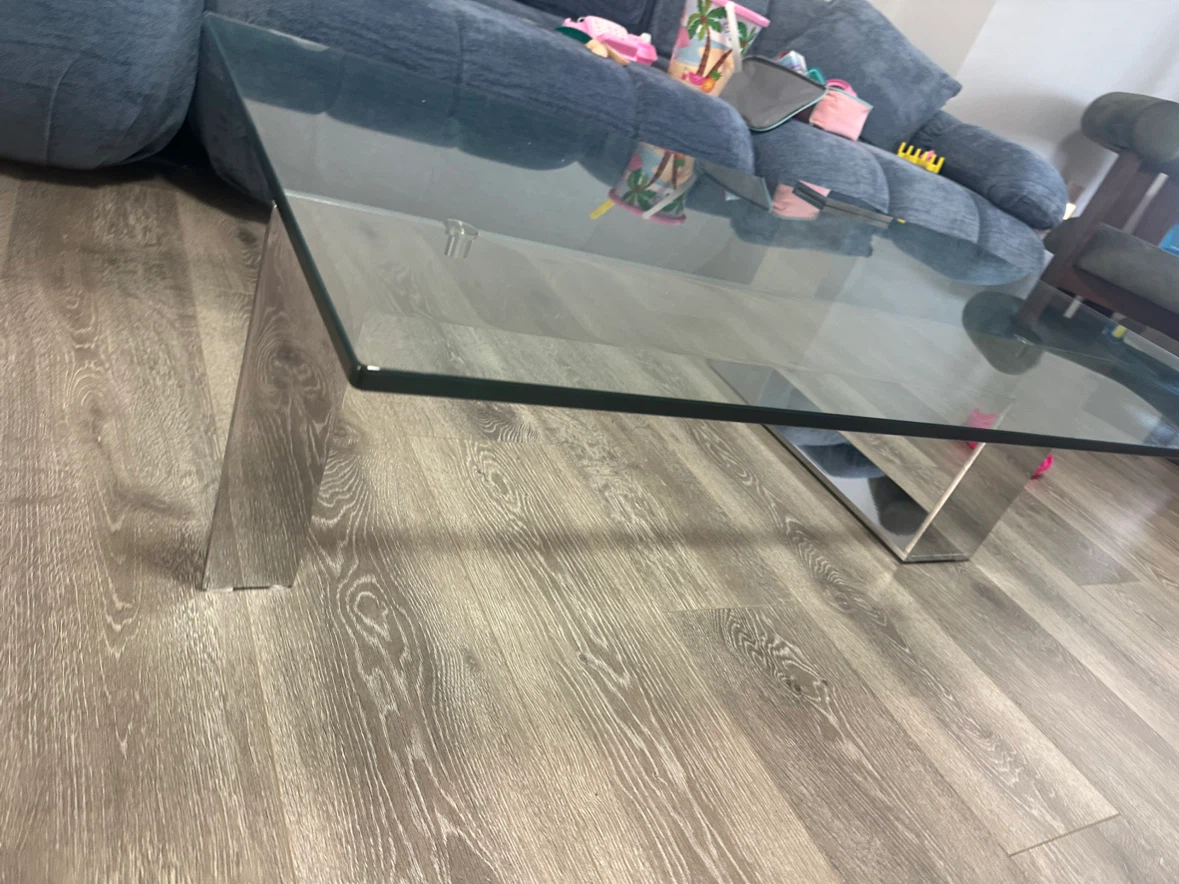 Modern Glass Coffee Table with Chrome Base