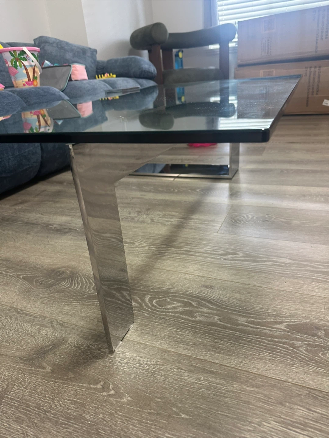 Modern Glass Coffee Table with Chrome Base - photo 2