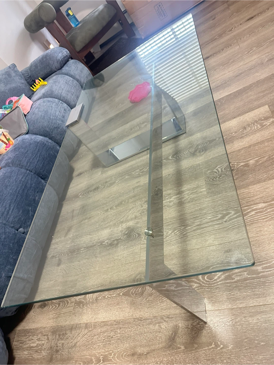 Modern Glass Coffee Table with Chrome Base - photo 3