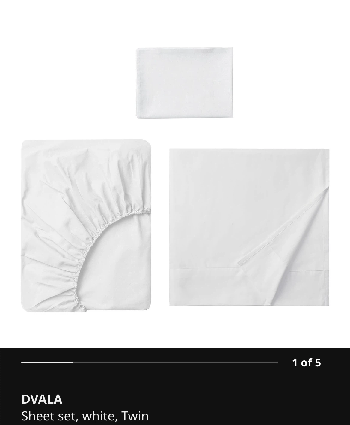 IKEA DVALA Sheet set & Duvet cover and pillowcase White Twin