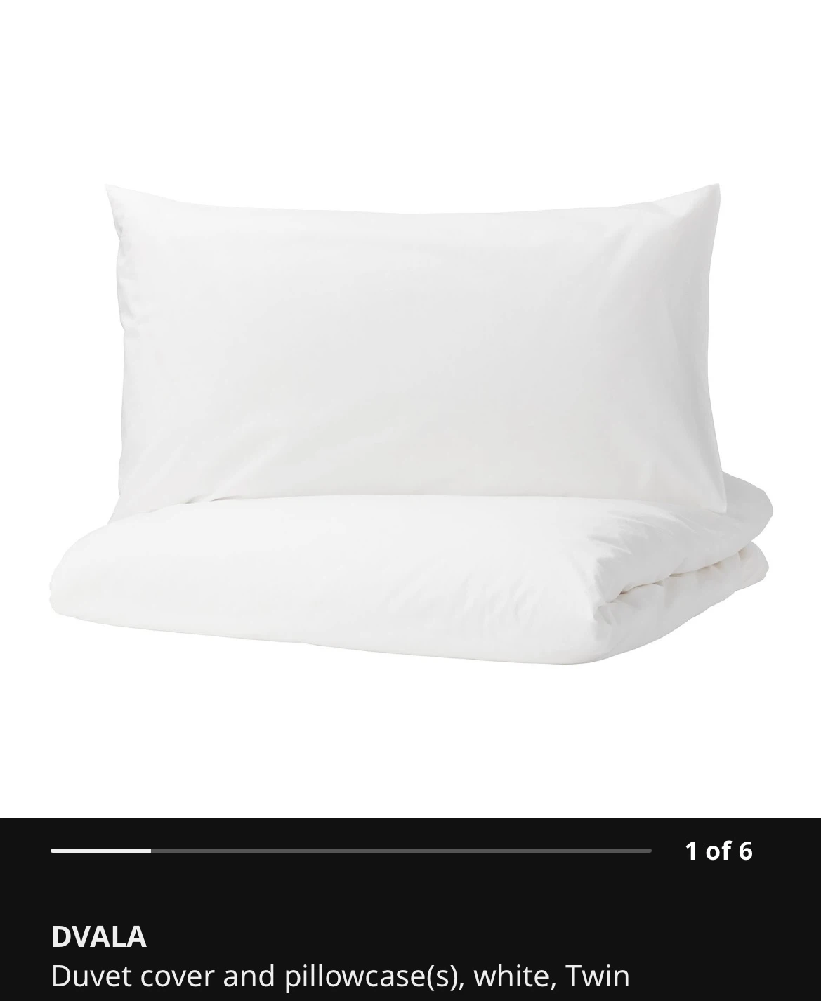 IKEA DVALA Sheet set & Duvet cover and pillowcase White Twin - photo 2