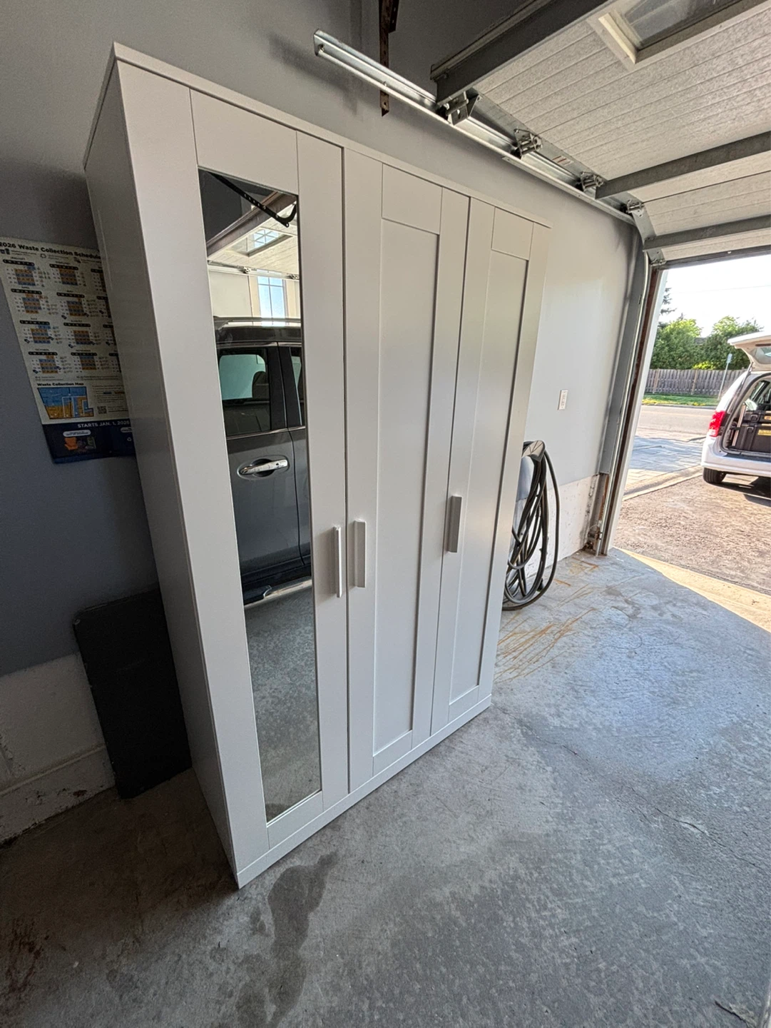 White 3 Door Wardrobe with mirror