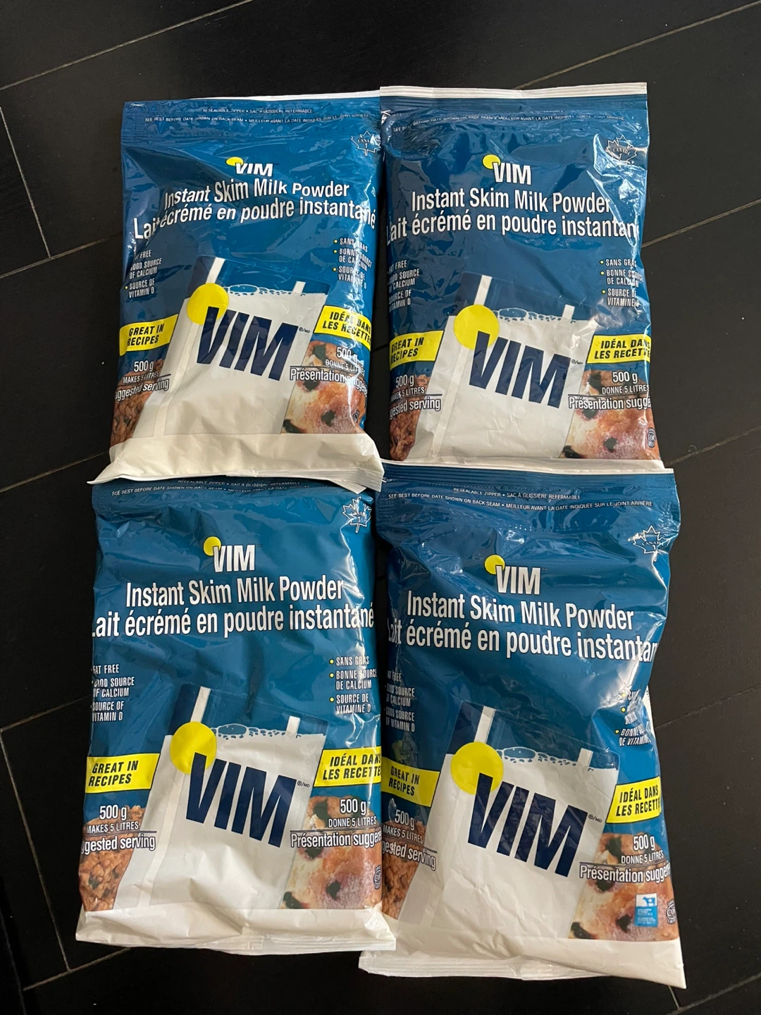 VIM Instant Skim Milk Powder - 500g (4 Pack)