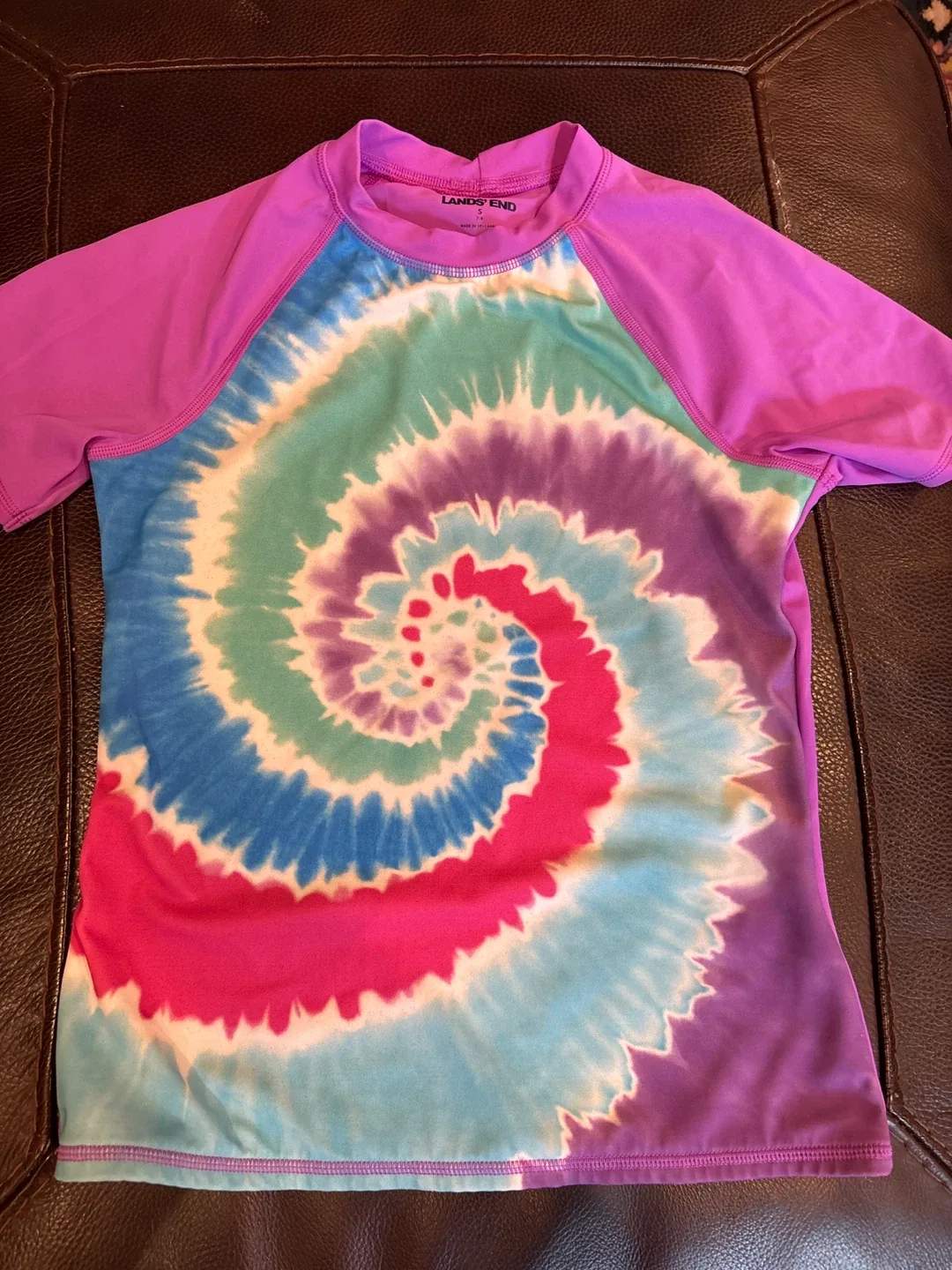 Lands' End Tie-Dye Rash Guard Shirt Size S (7-8)