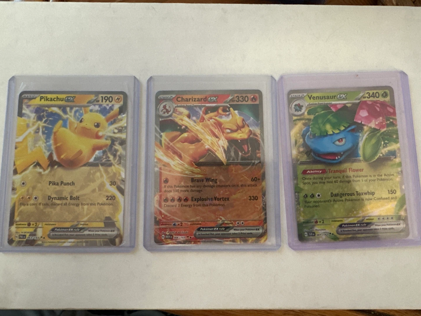 Pokémon EX Cards: Pikachu, Charizard, Venusaur