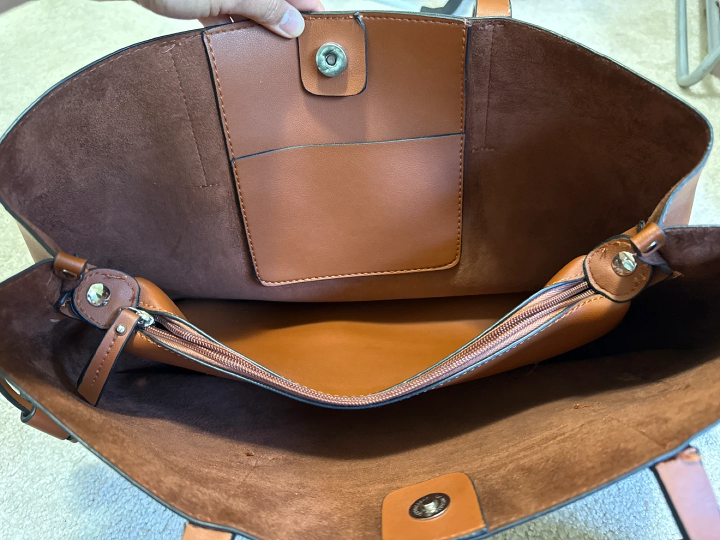 Brown Faux Leather Tote Bag - photo 2