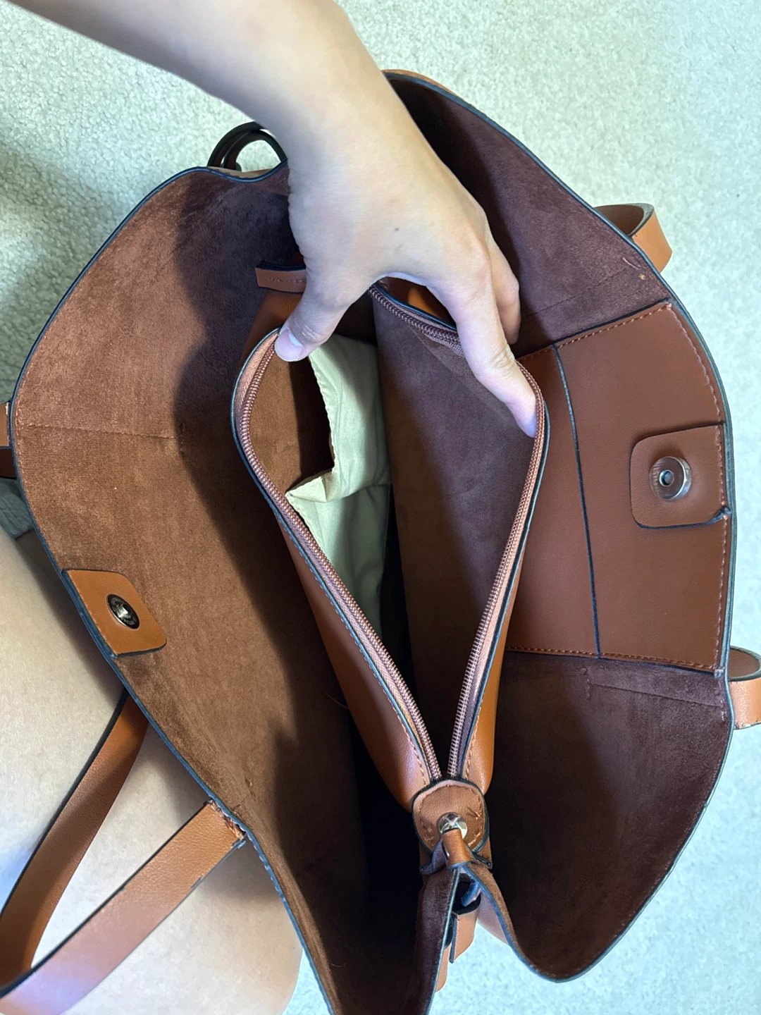 Brown Faux Leather Tote Bag - photo 3