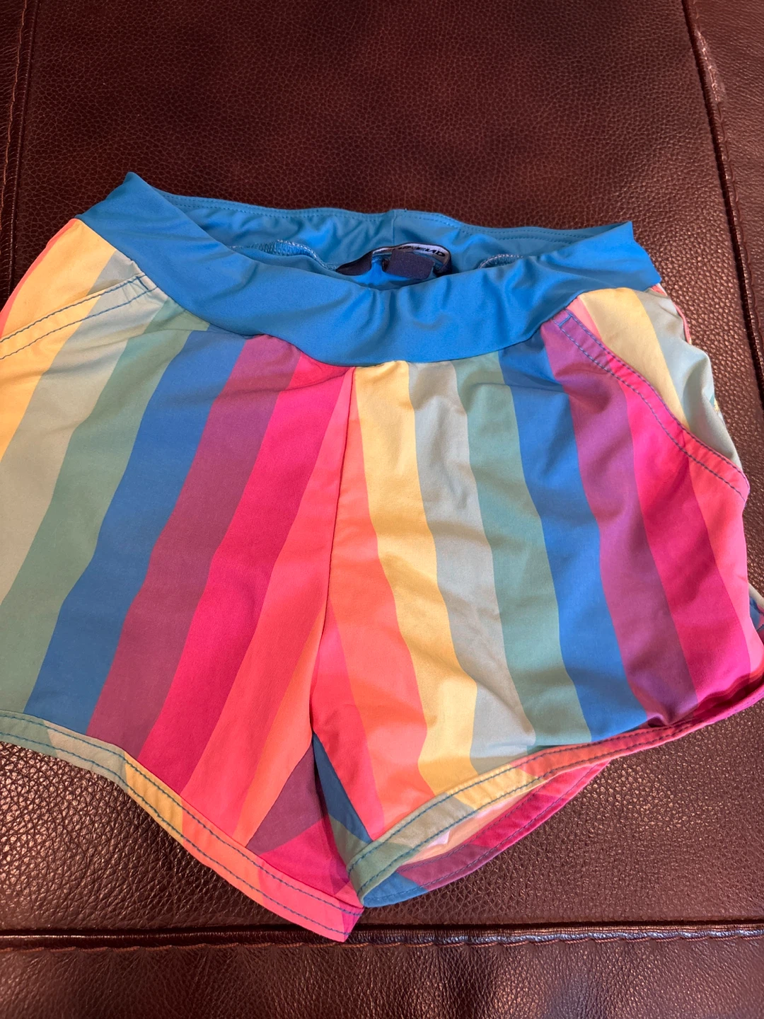 Lands' End Rainbow Striped Swim Shorts Size 10S