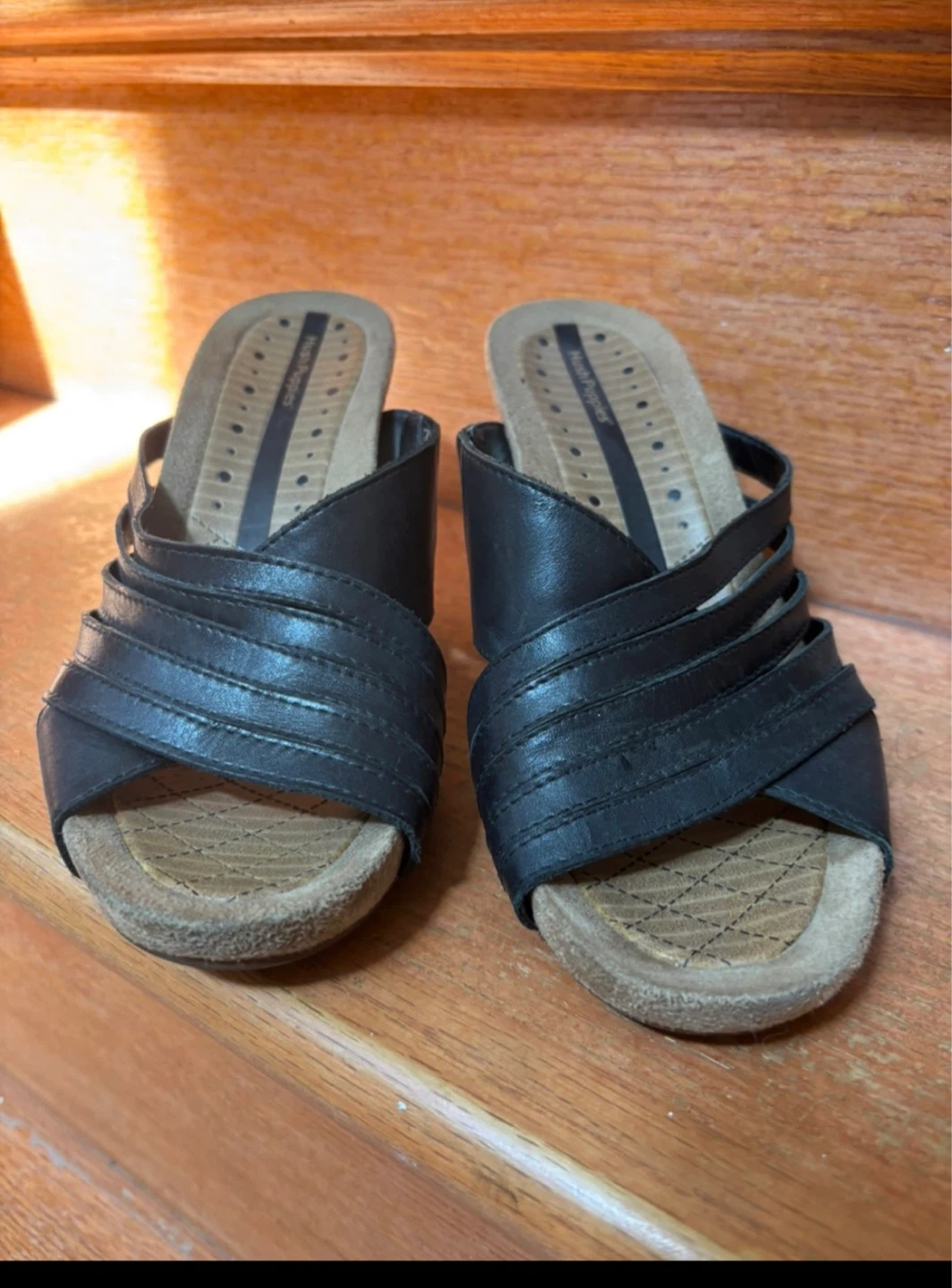 Hush Puppies Black Wedge Sandals