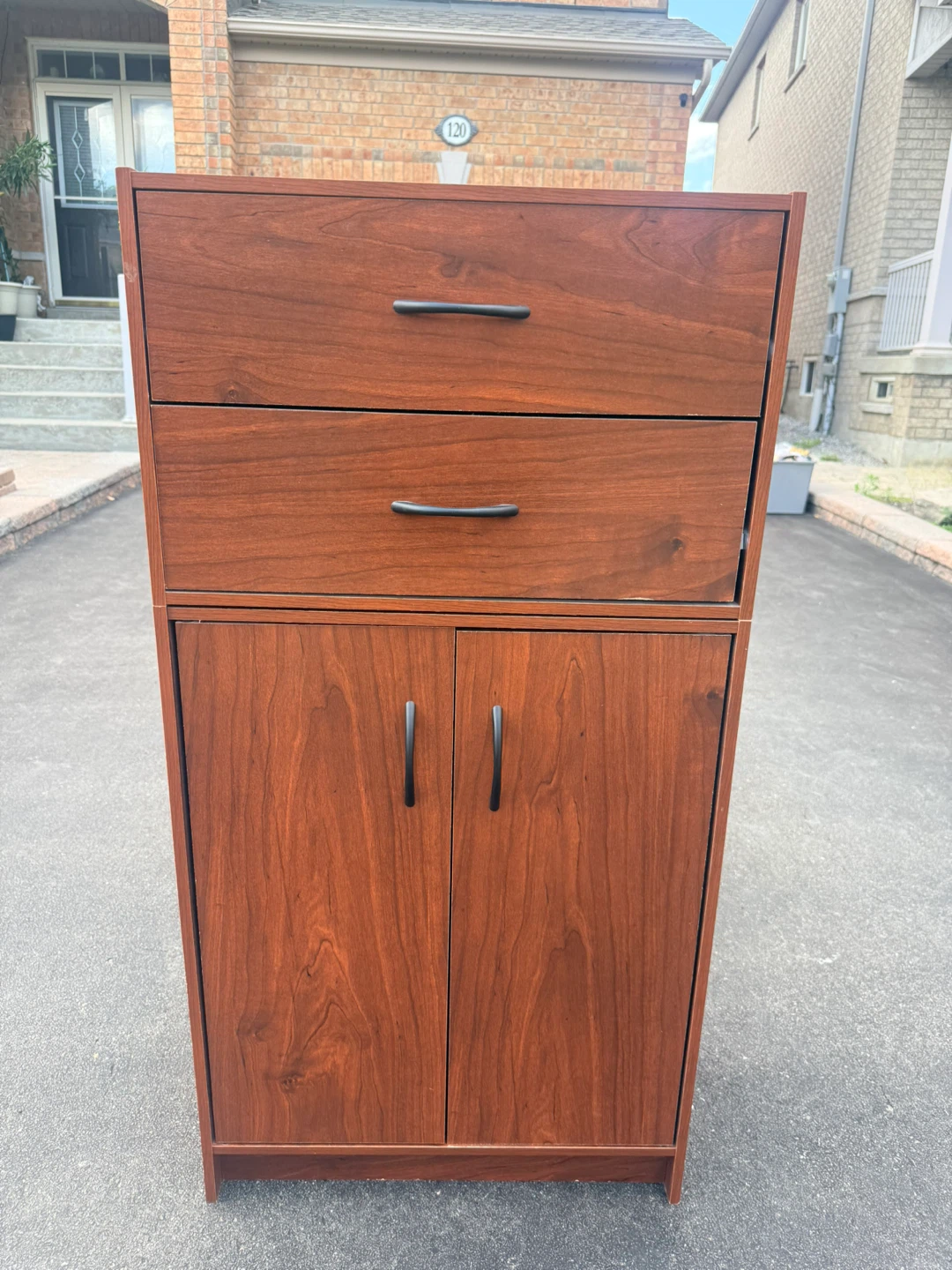 Cherry Finish Storage Cabinet with Drawers