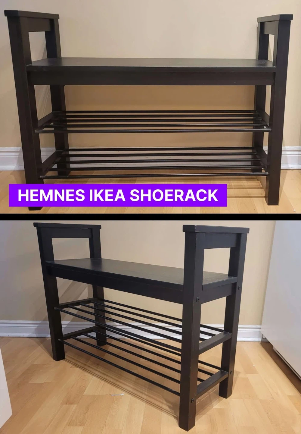 IKEA HEMNES Black Shoe Rack Bench
