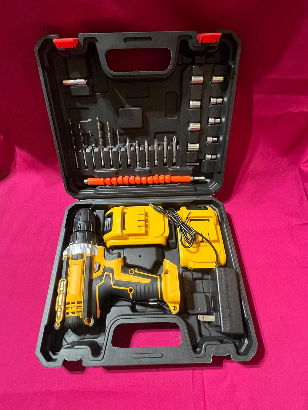 Cordless Drill with 2 Batteries and Bit Set (NEW)