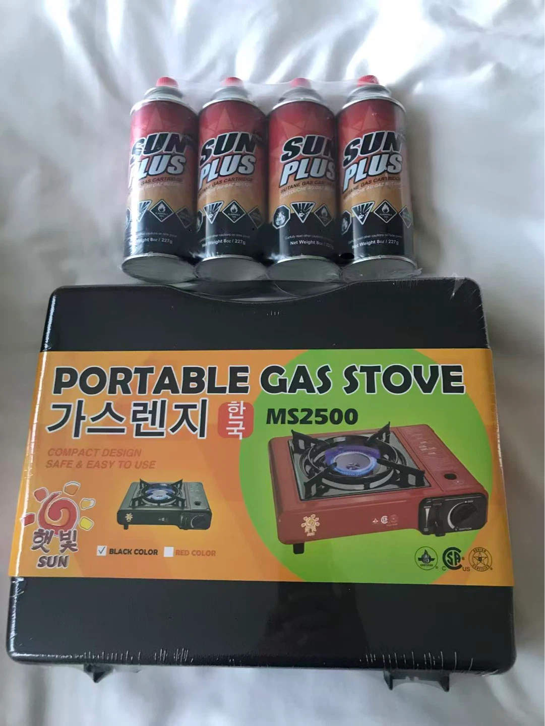 Portable Gas Stove with 4 Butane Fuel Canisters
