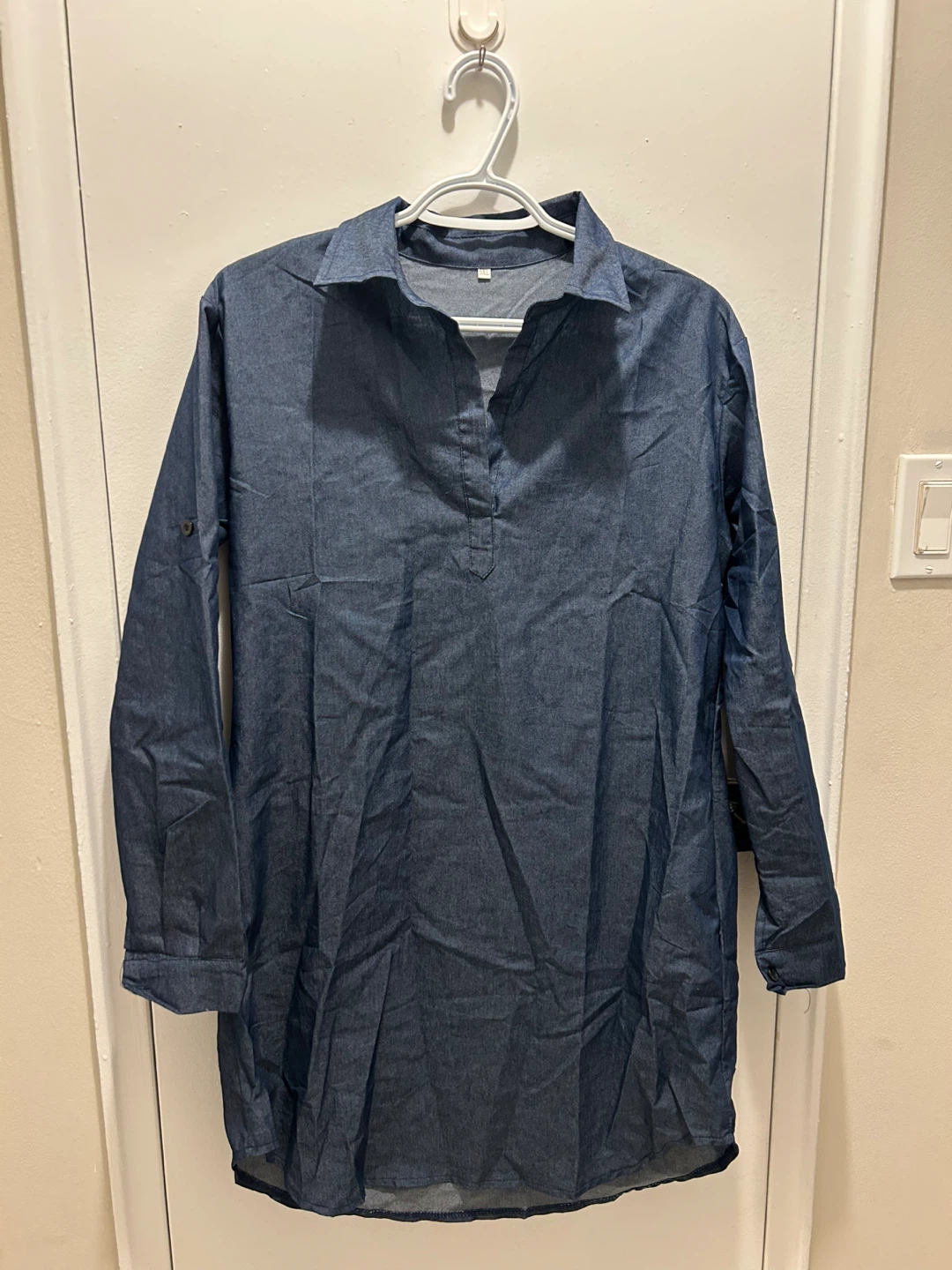 Brand New Denim Shirt Dress - Convertible Sleeves
