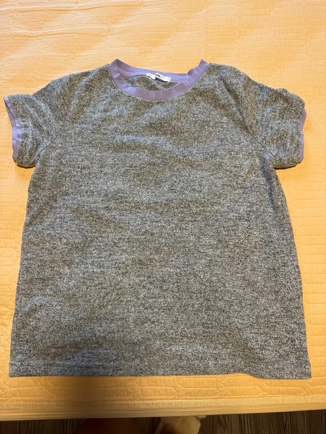 Grey Marled T-Shirt with Lavender Trim