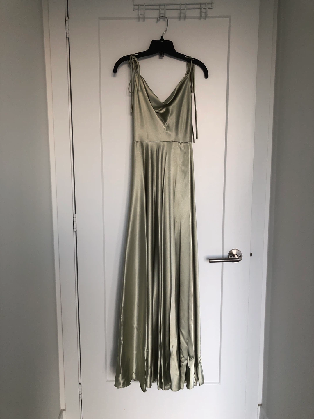 Cinderella Divine Sage Green Satin Maxi Dress