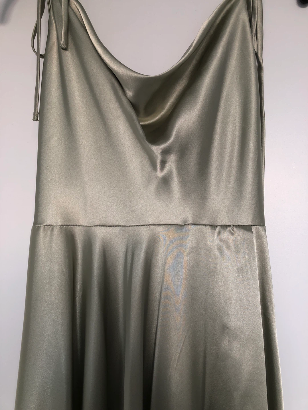 Cinderella Divine Sage Green Satin Maxi Dress - photo 2