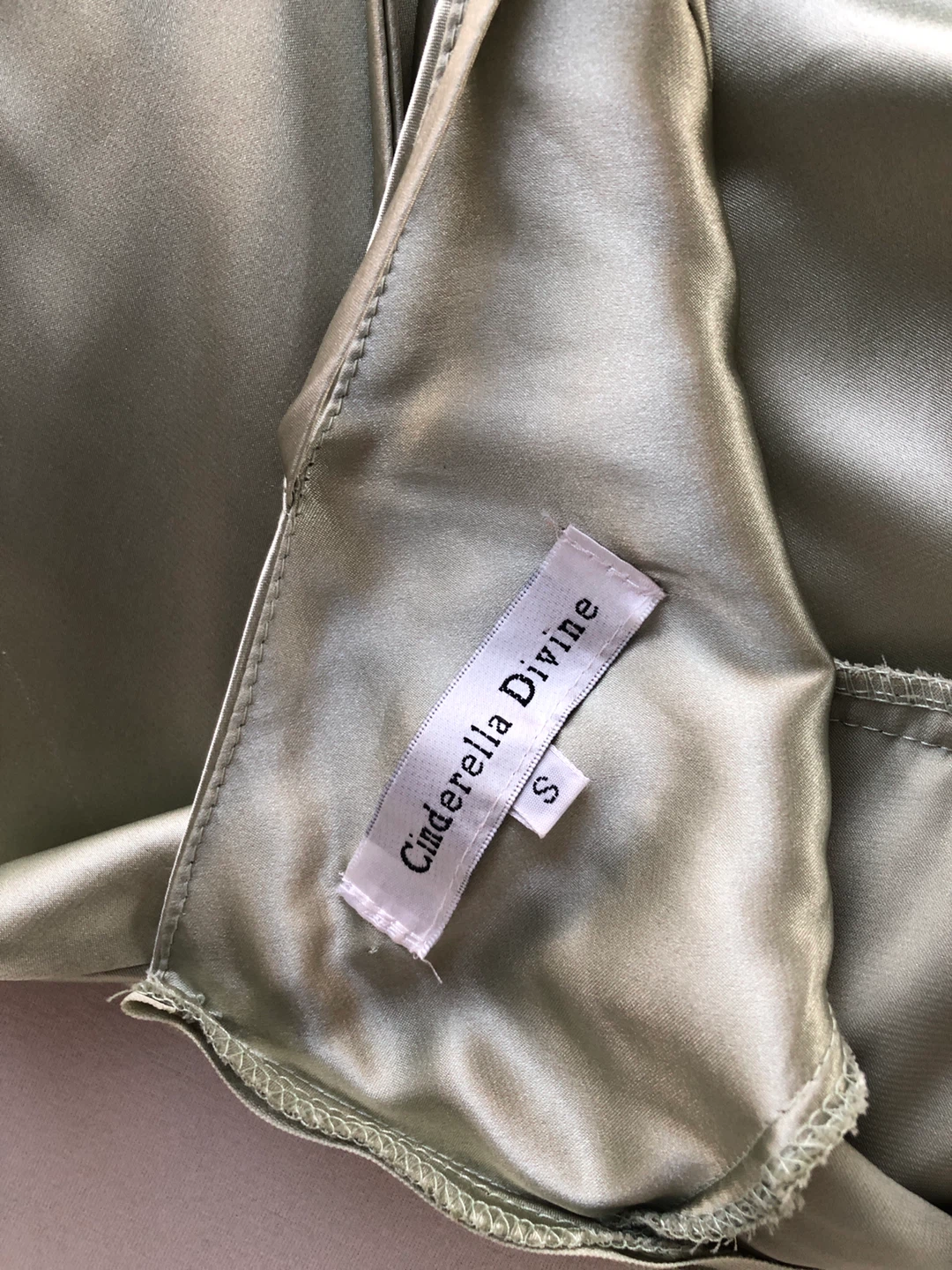 Cinderella Divine Sage Green Satin Maxi Dress - photo 4