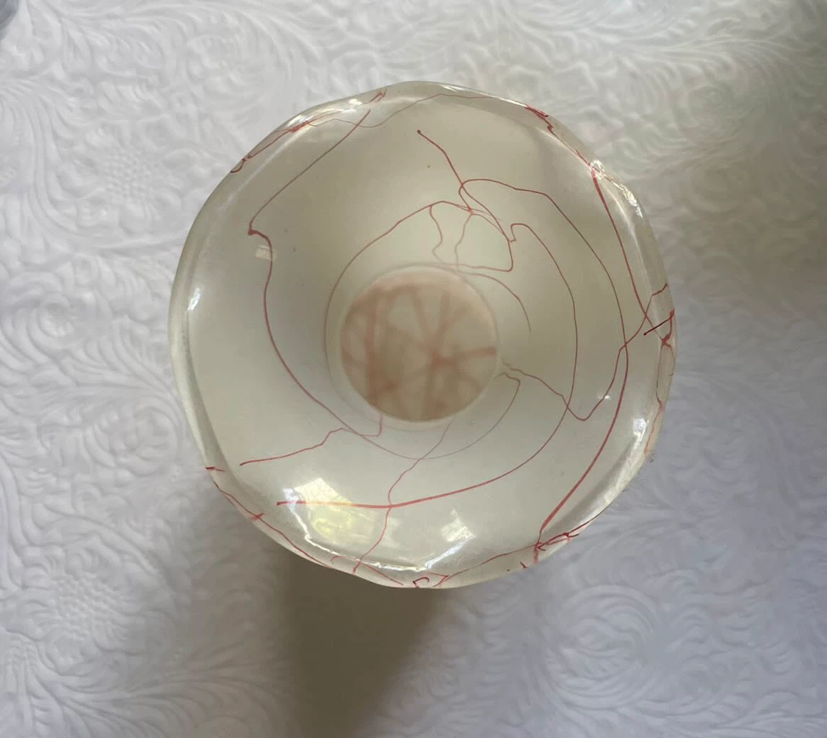 Beautiful Vintage 7” White Art Glass Vase with Spatter Design - photo 2
