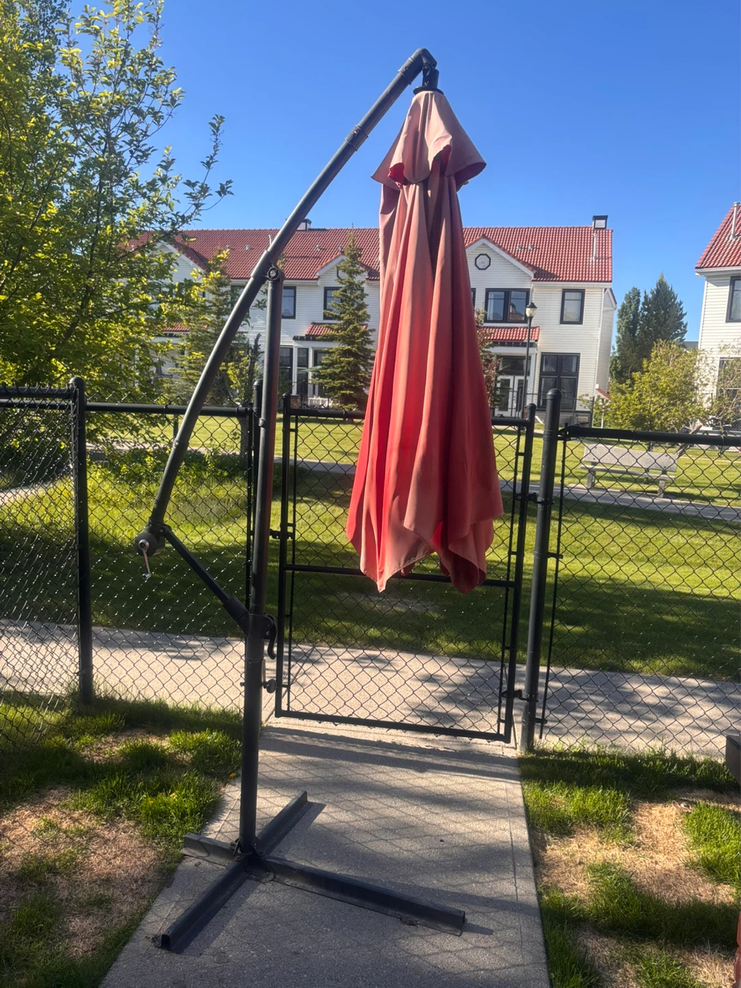Red Patio Umbrella with Base - photo 4