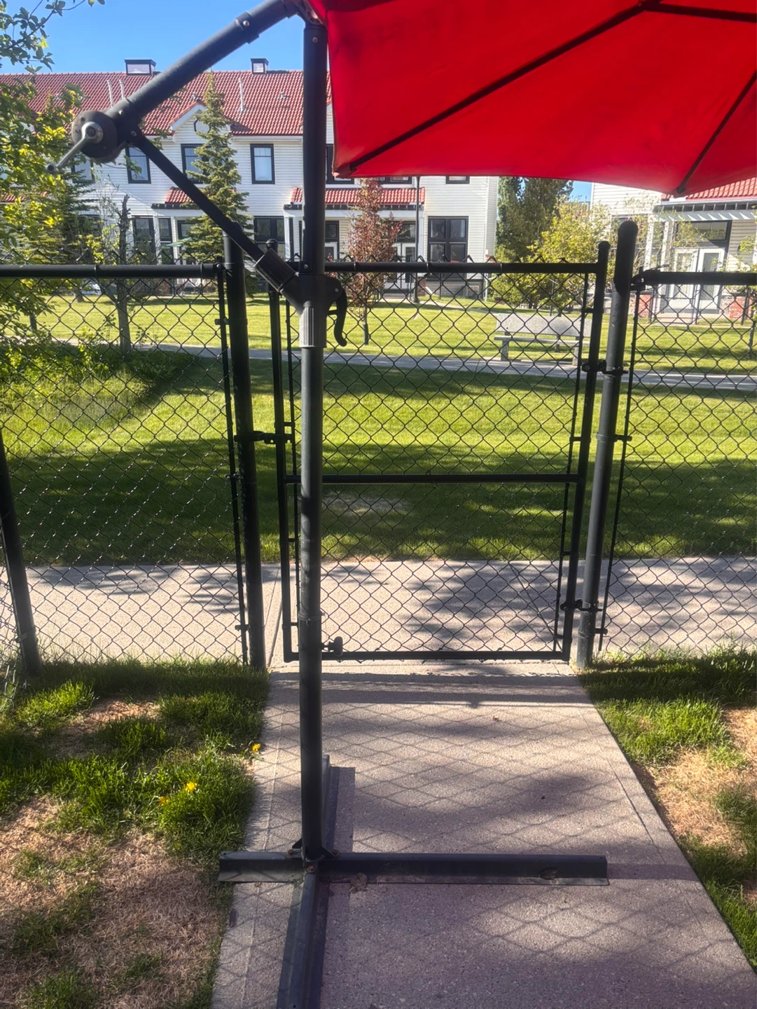 Red Patio Umbrella with Base - photo 3
