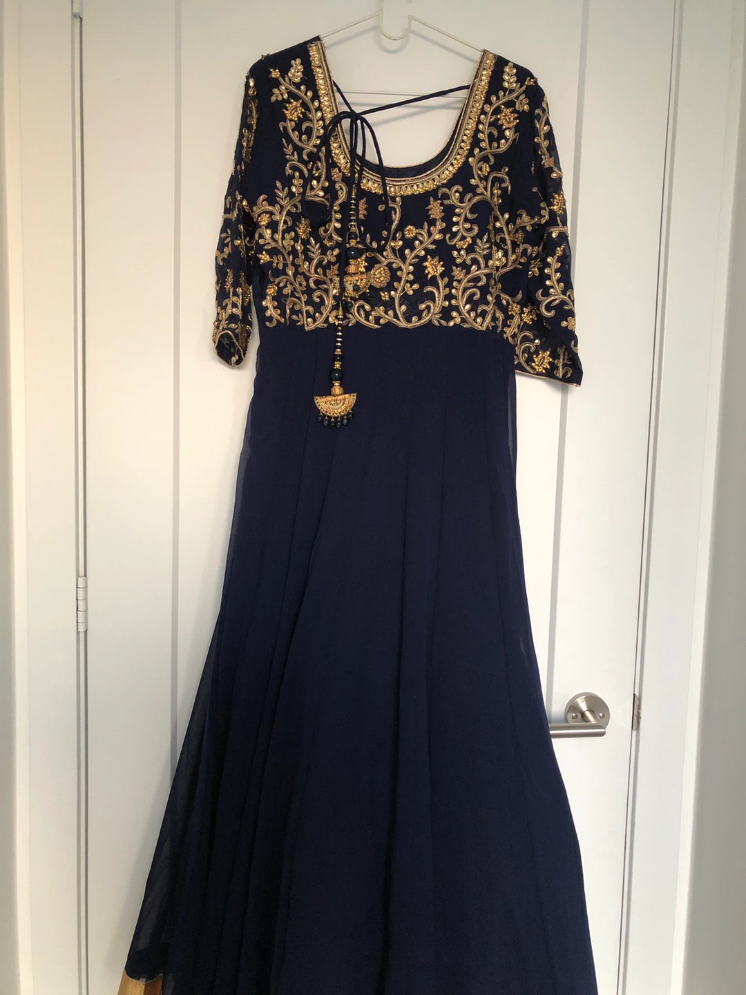 Navy Blue Embroidered Anarkali Dress - photo 3