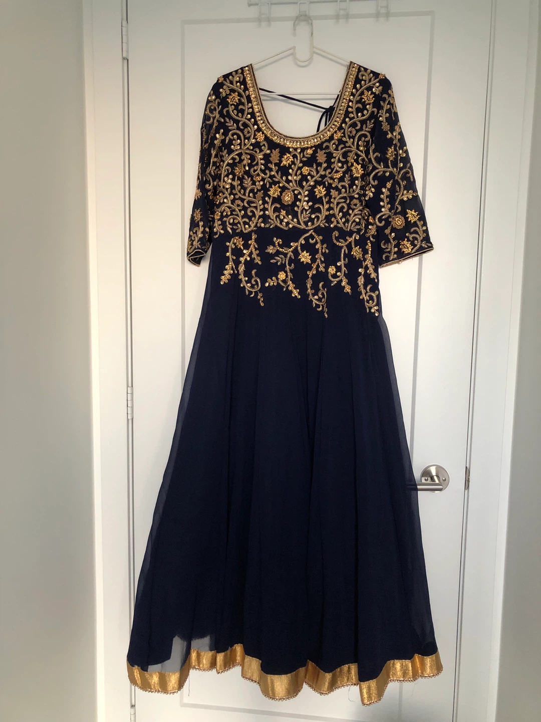 Navy Blue Embroidered Anarkali Dress