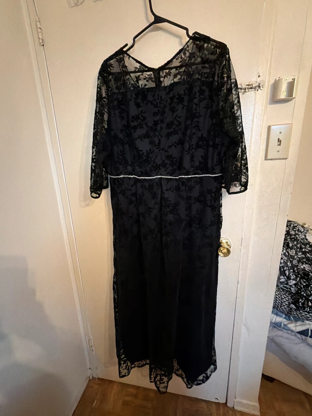 Black Lace Dress with Rhinestone Detail - photo 2
