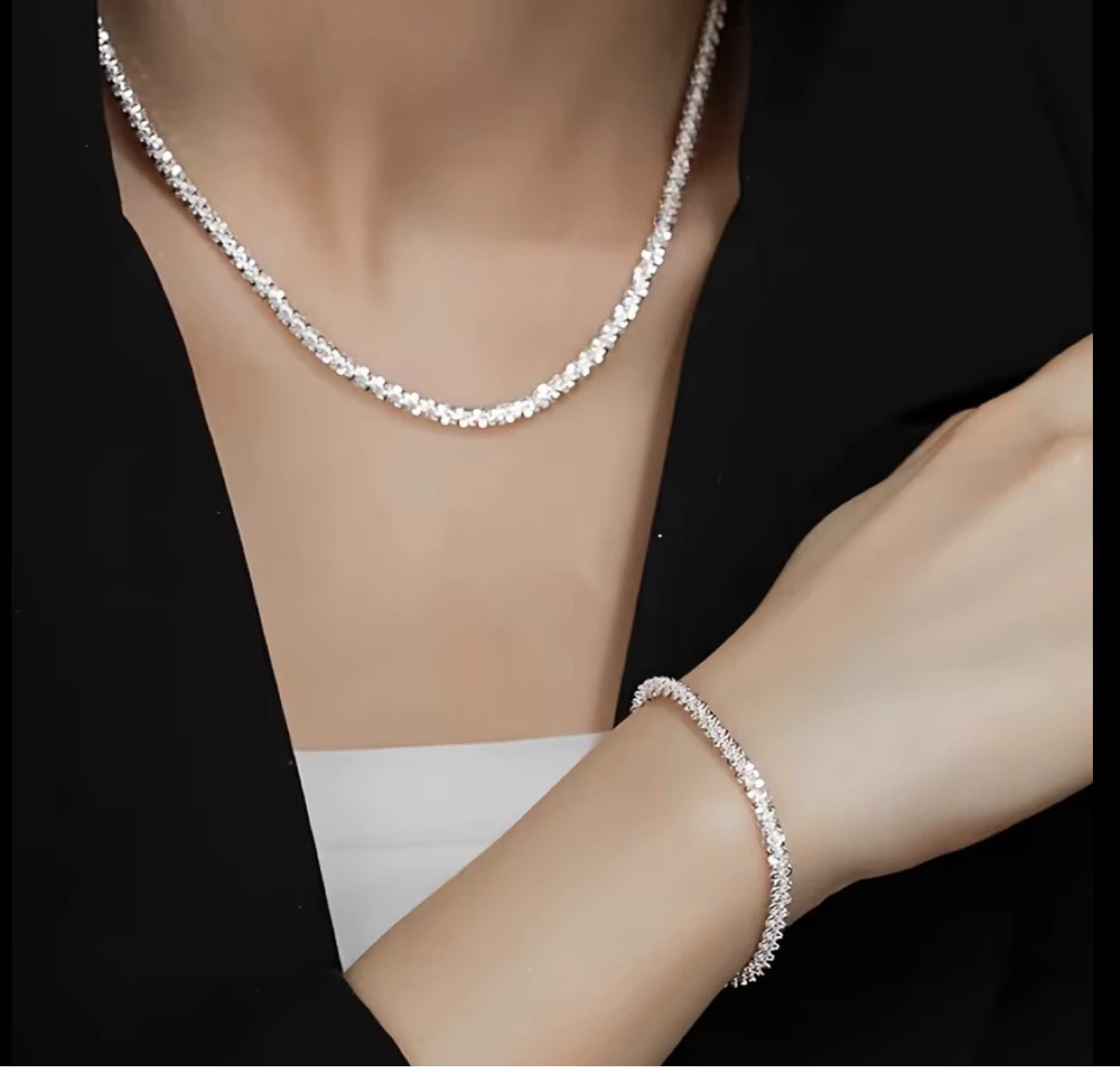New Silver Chain Necklace & Bracelet Set - photo 2