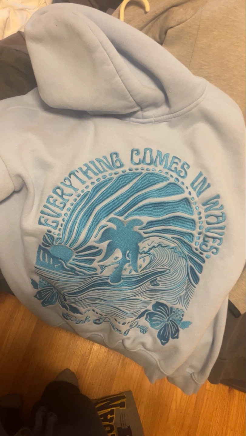 Light Blue Hoodie with Palm Tree Graphic - photo 2