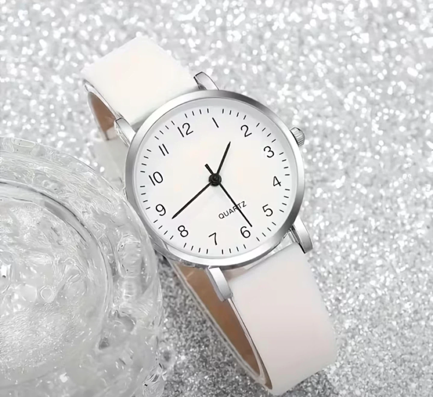 New White  Watch Set with Bracelet, Necklace & Earrings - photo 3