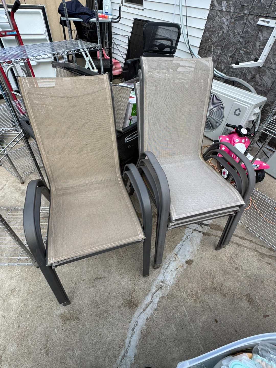 Stackable Patio Chairs - Tan Mesh