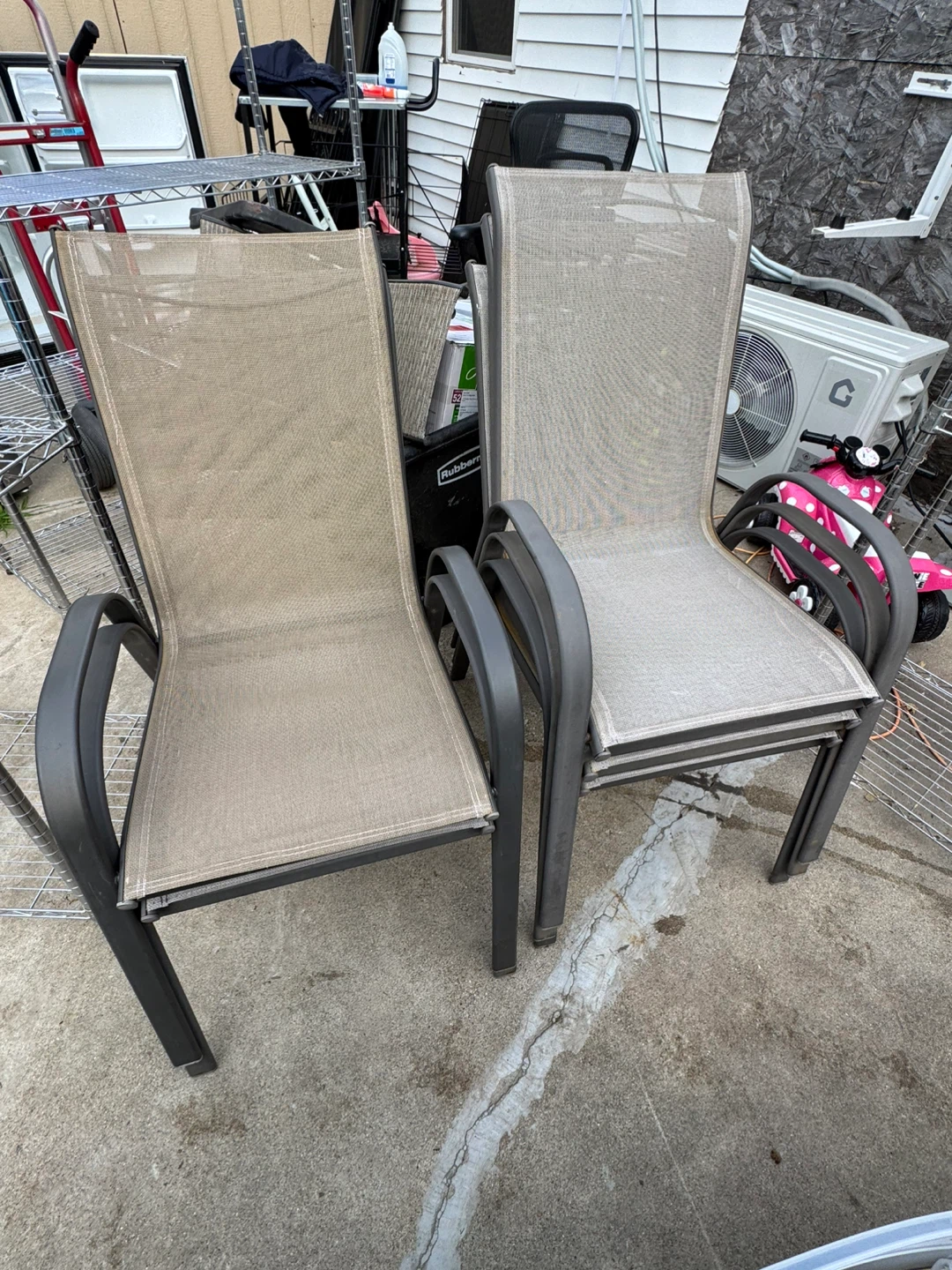 Stackable Patio Chairs - Tan Mesh - photo 2