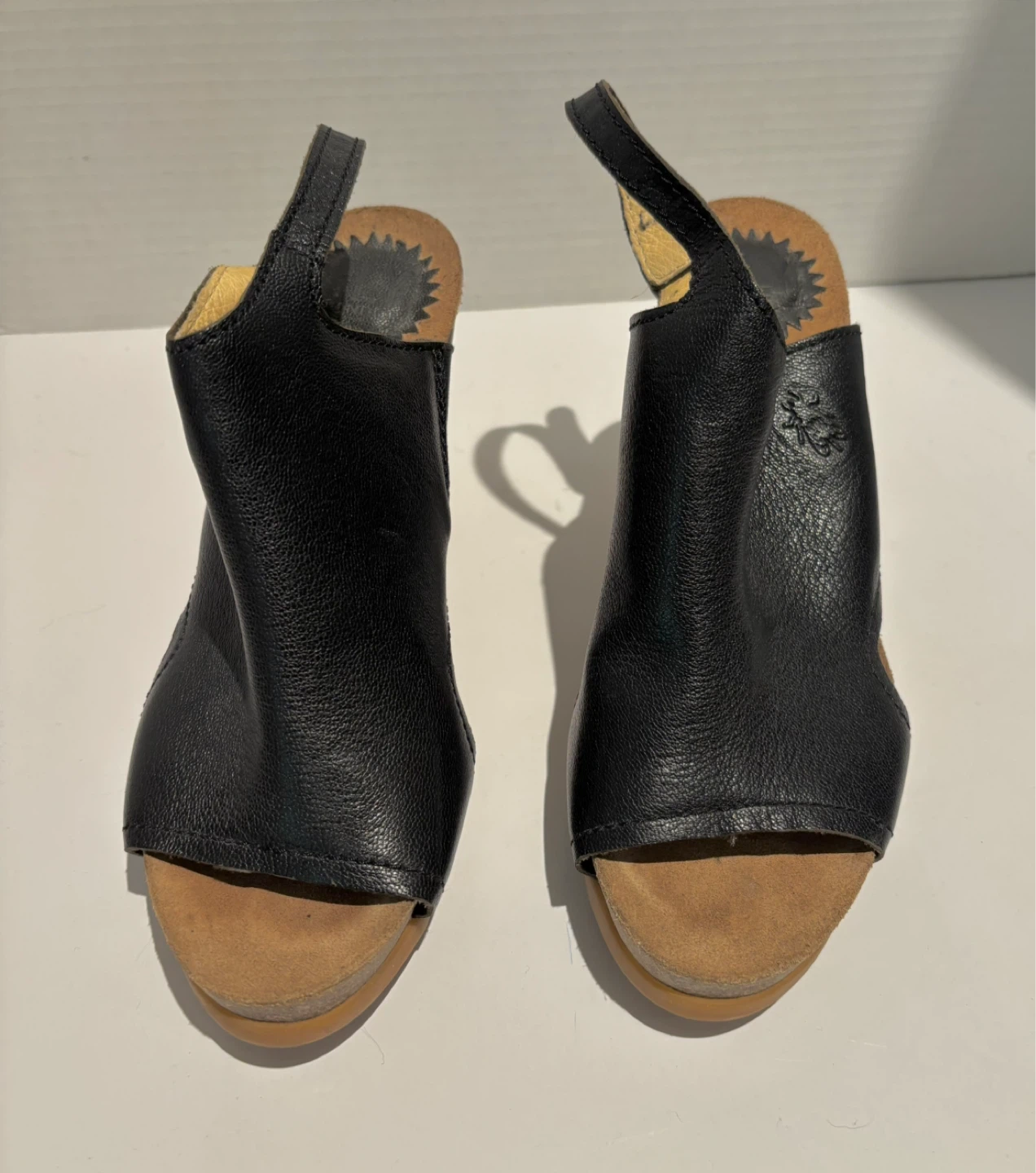 FLY LONDON Black Leather Slingback Heels Size 37 - photo 2