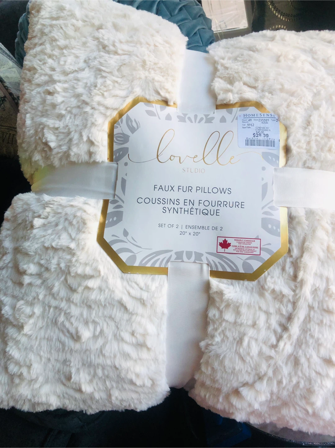 NEW Lovelle Studio Faux Fur Pillows - Set of 2 - photo 3