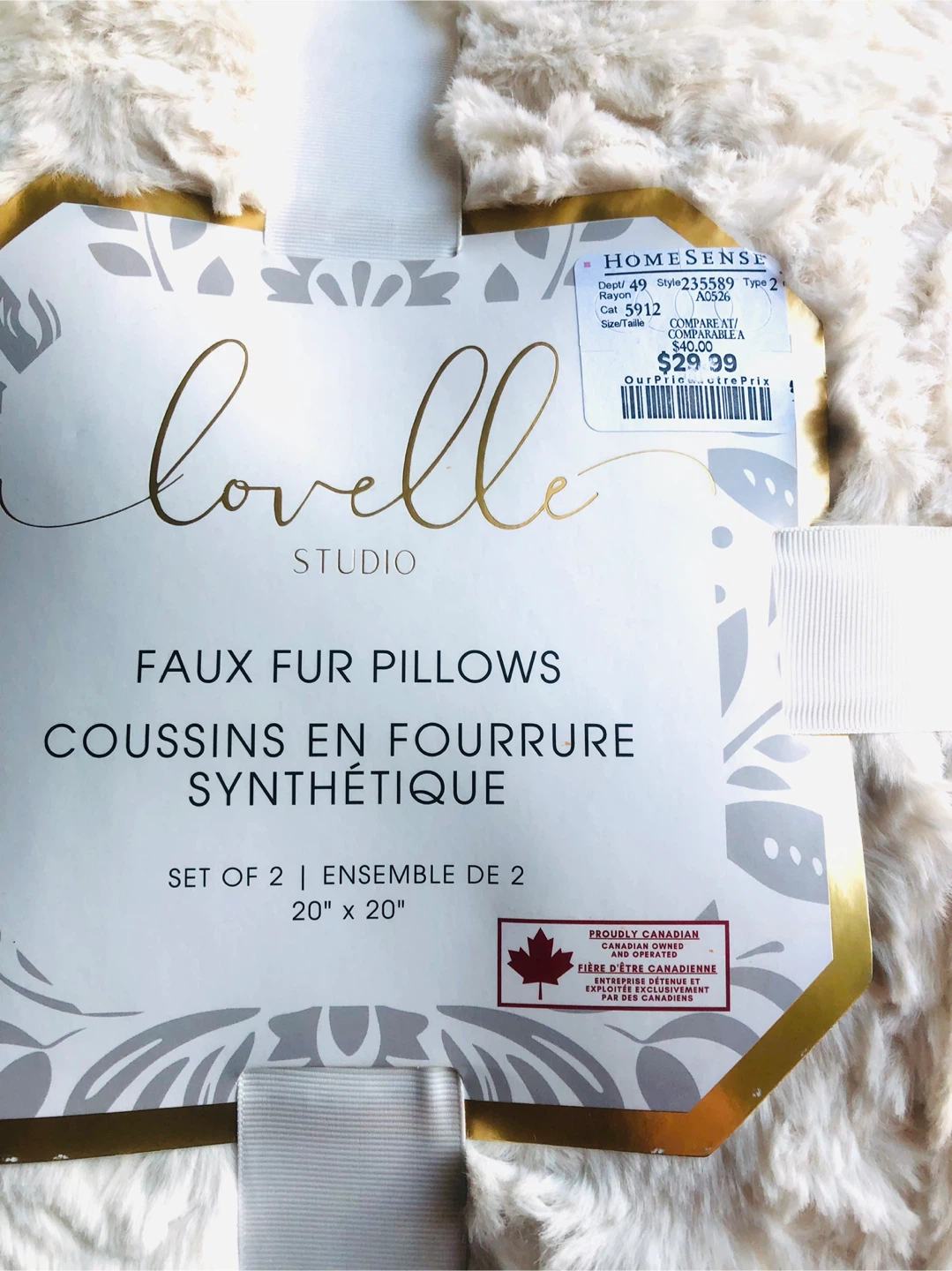 NEW Lovelle Studio Faux Fur Pillows - Set of 2 - photo 2