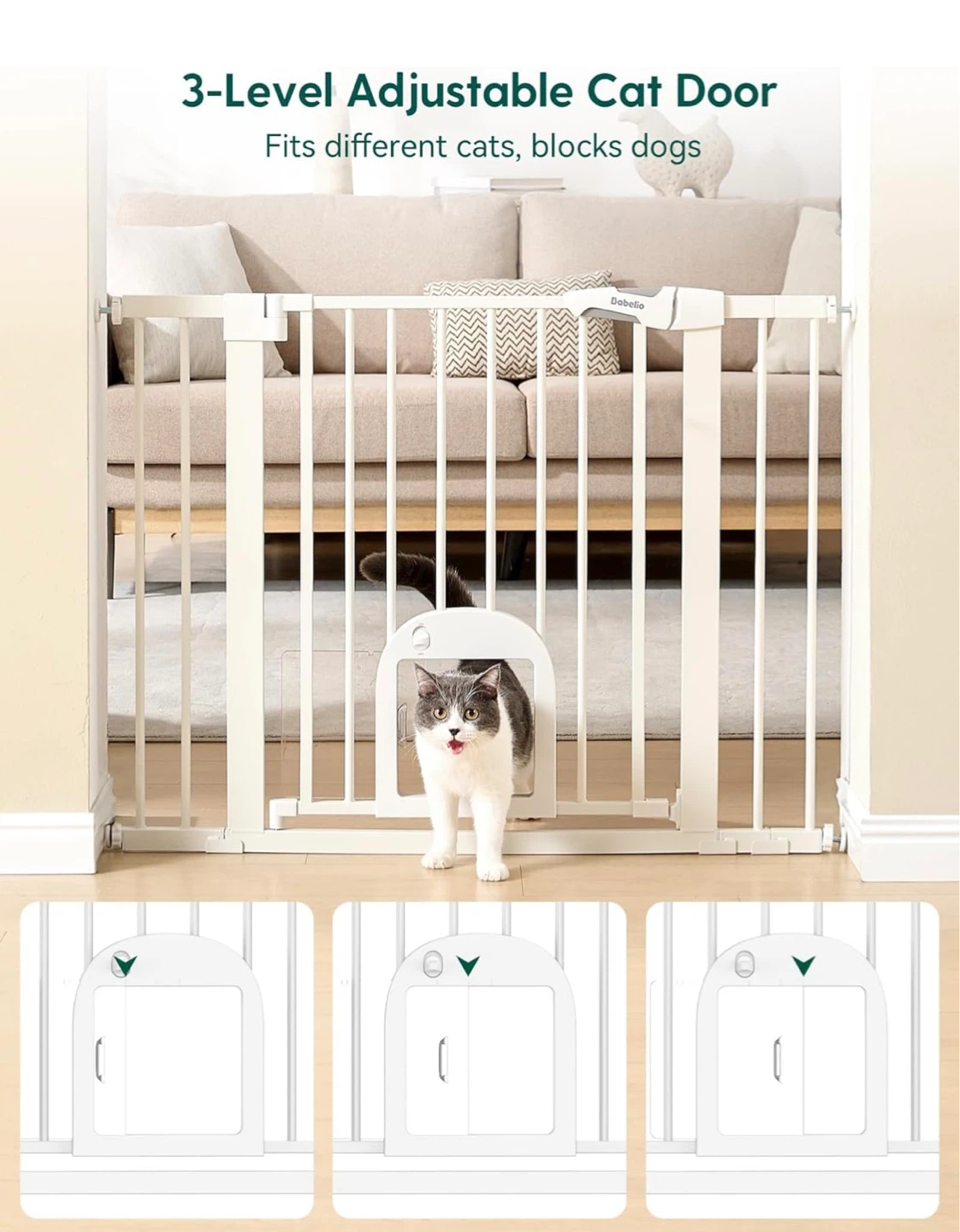 Babelio Pet Gate with Cat Door and baby door - photo 5