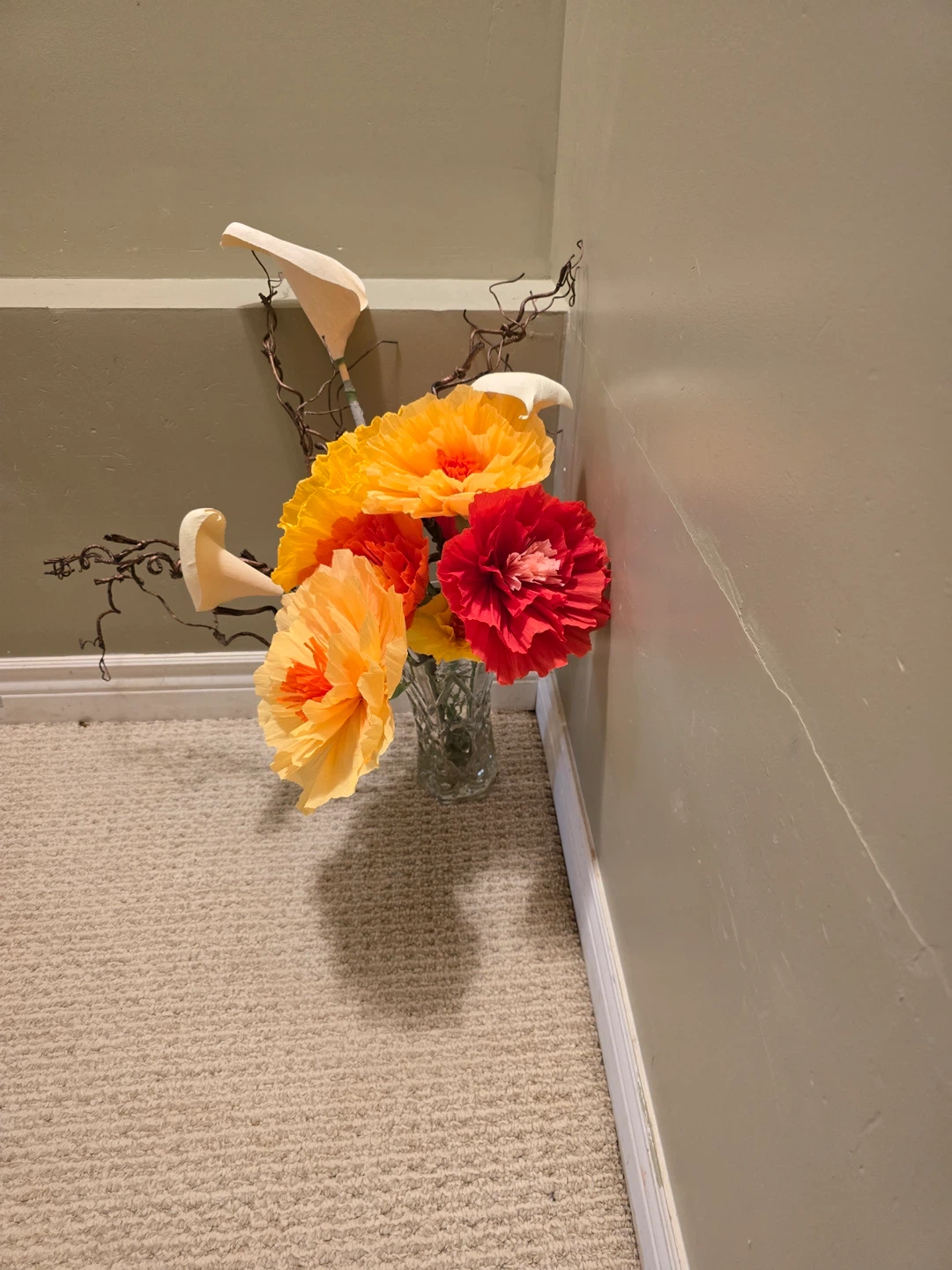 Assorted Paper Flower Arrangement with Branches