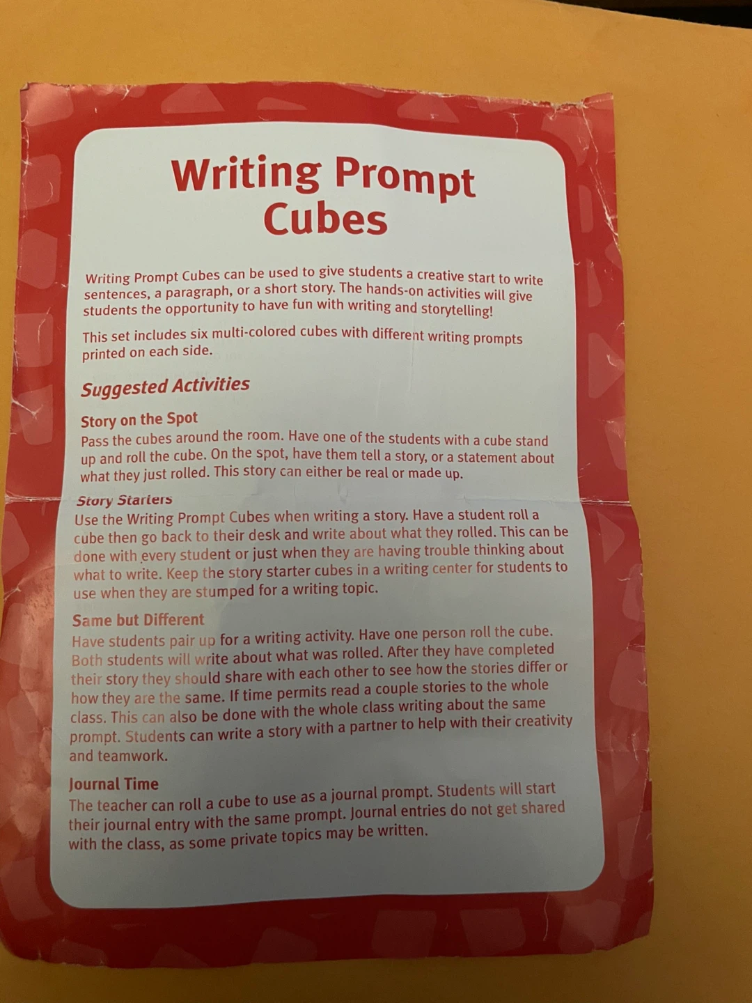 Writing Prompt Cubes communication game - photo 3