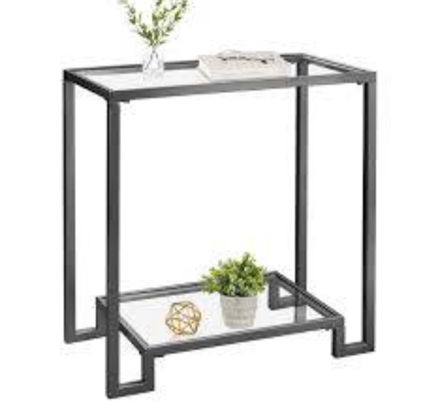 Glass and Metal End Table