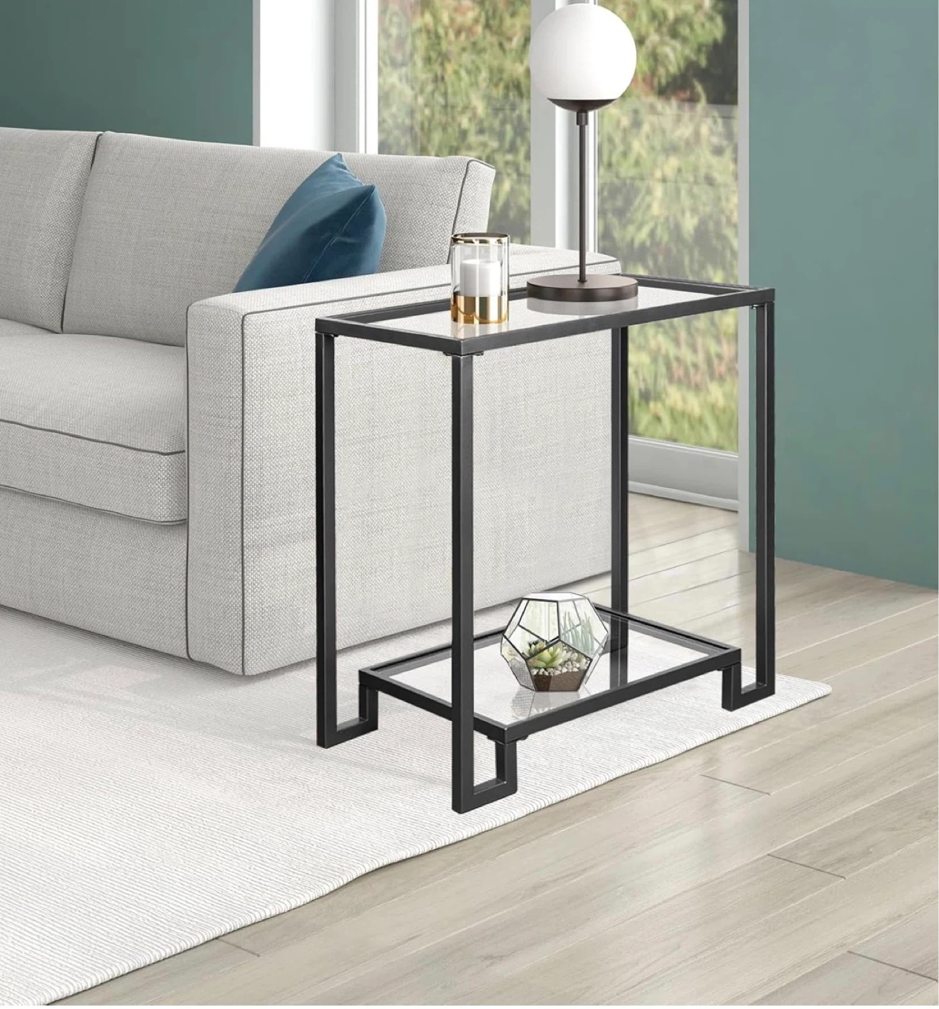 Glass and Metal End Table - photo 5