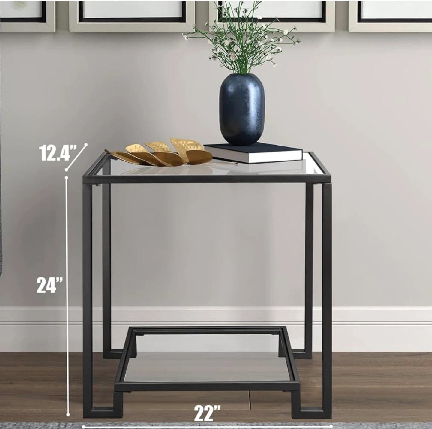 Glass and Metal End Table - photo 2