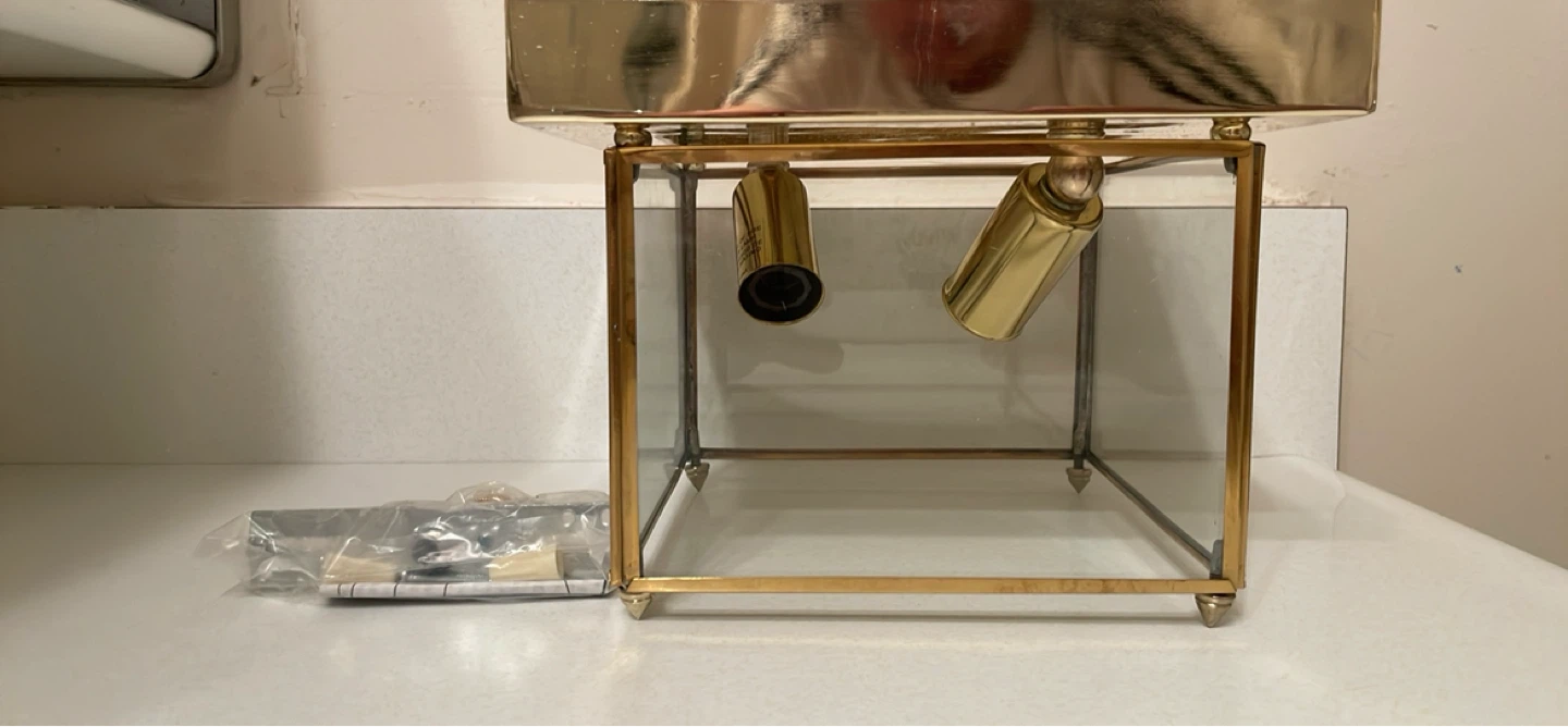 Brass and Glass Flush Mount Light Fixture - photo 2