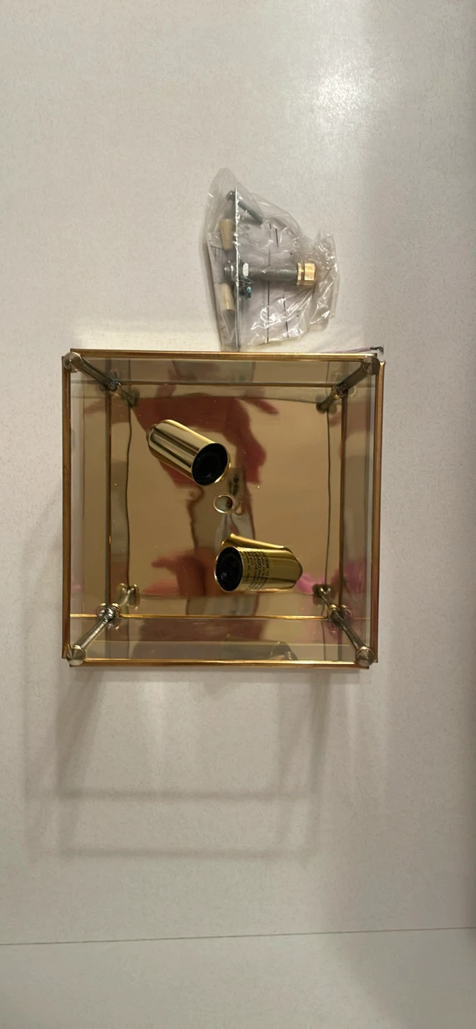 Brass and Glass Flush Mount Light Fixture