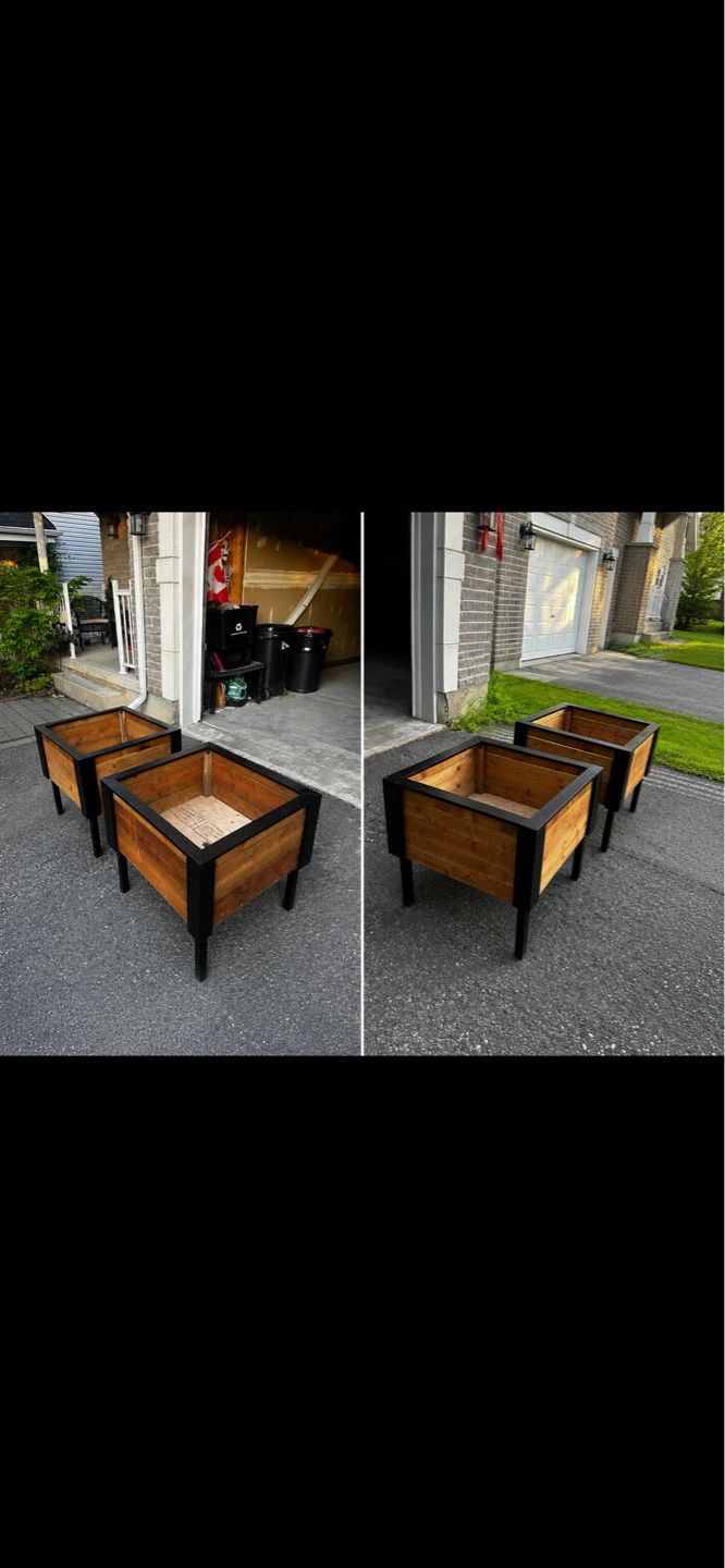 Wooden Raised Garden Planter Box with Black Trim